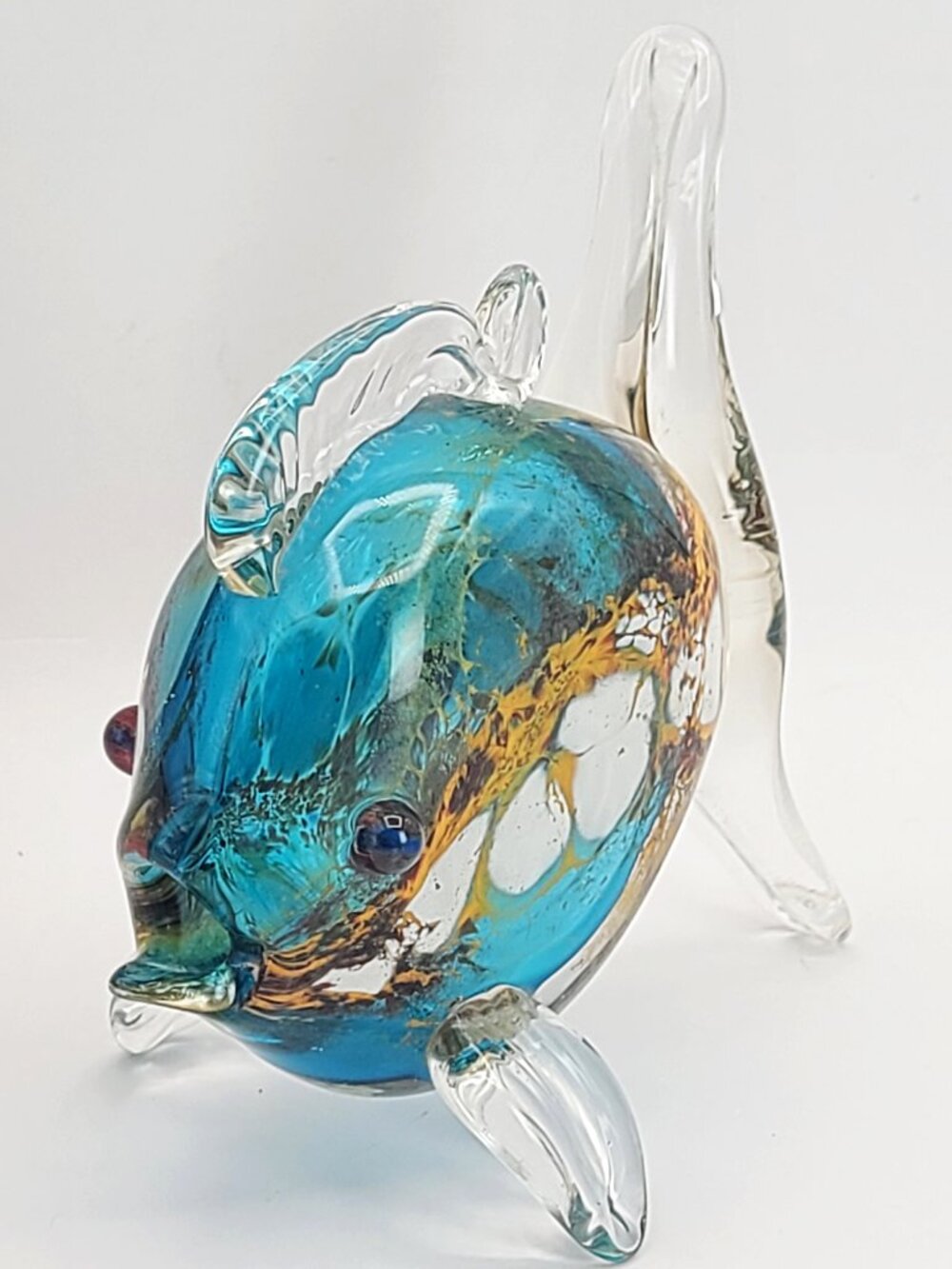 Brian Heritage Signed Vintage Y2K Art Glass Fish Sculpture Stunning Unique 6" L